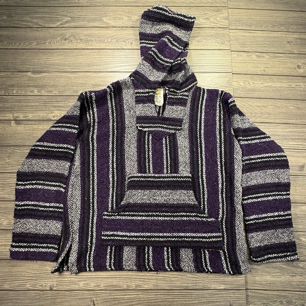 SUNSPECS -Men's Baja Hoodie Blk Purp Drug Rug Mexican Pullover Skater Surfer SM